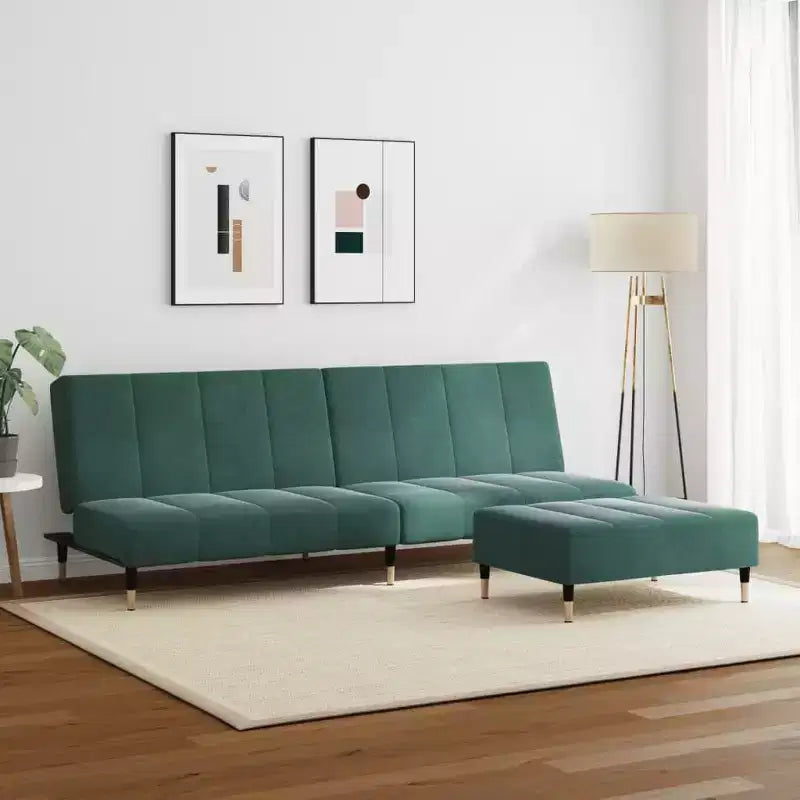 vidaXL Canapé convertible 2 places avec repose-pieds, lit de salon en velours