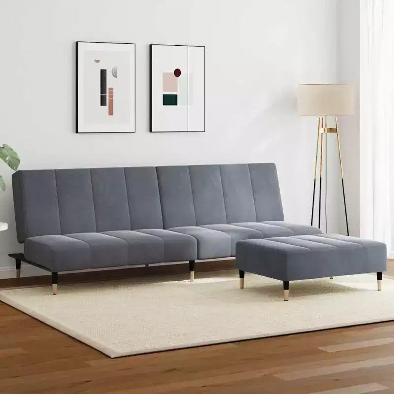vidaXL Canapé convertible 2 places avec repose-pieds, lit de salon en velours