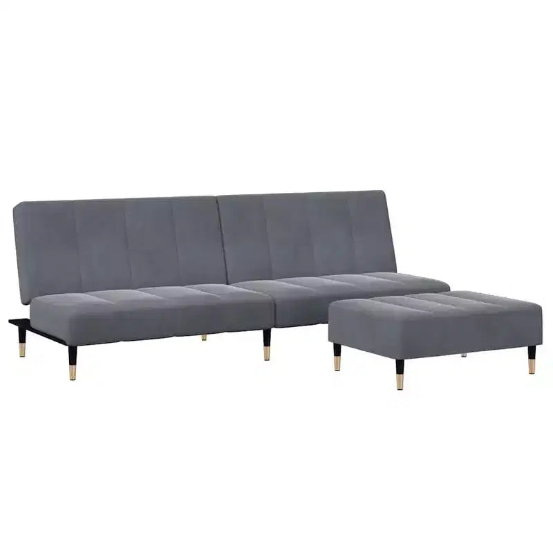 vidaXL Canapé convertible 2 places avec repose-pieds, lit de salon en velours