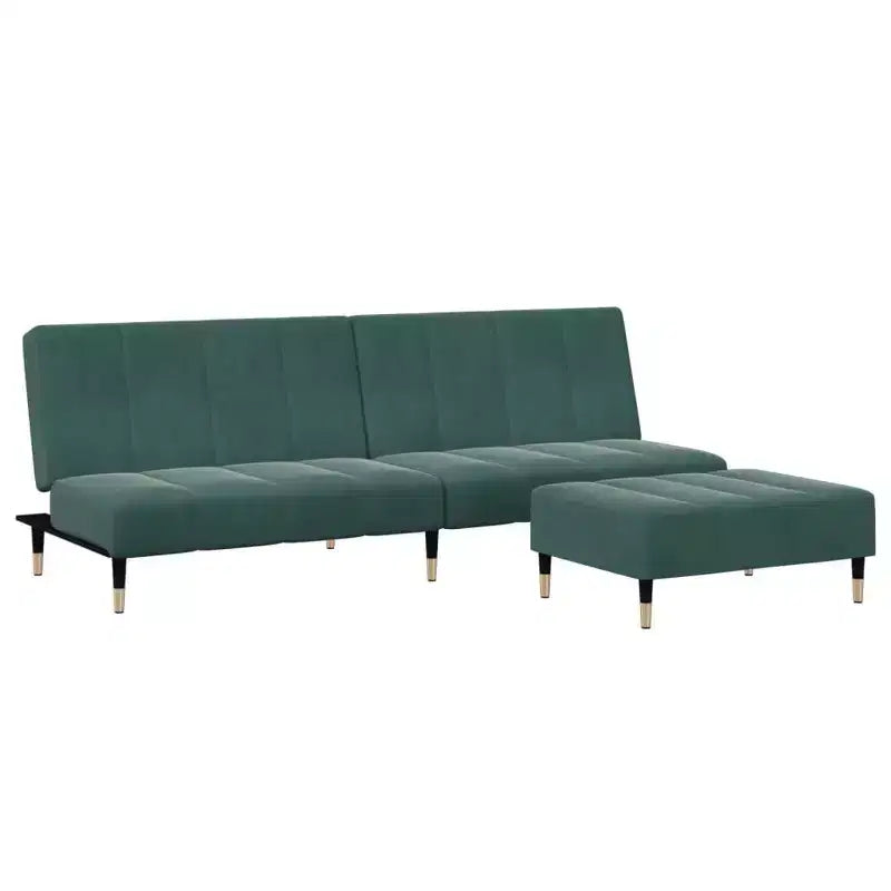 vidaXL 2-Seater Sofa Bed with Footstool Sleeper Couch Bed Living Room Velvet