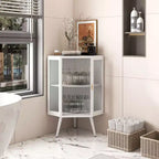 Meuble de rangement pour salle de bain Okak, armoire de coin au sol moderne avec porte en verre trempé et 2/3 étagères pour salon, bureau à domicile