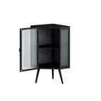 Meuble de rangement pour salle de bain Okak, armoire de coin au sol moderne avec porte en verre trempé et 2/3 étagères pour salon, bureau à domicile