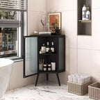 Meuble de rangement pour salle de bain Okak, armoire de coin au sol moderne avec porte en verre trempé et 2/3 étagères pour salon, bureau à domicile