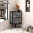 Meuble de rangement pour salle de bain Okak, armoire de coin au sol moderne avec porte en verre trempé et 2/3 étagères pour salon, bureau à domicile