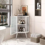 Meuble de rangement pour salle de bain Okak, armoire de coin au sol moderne avec porte en verre trempé et 2/3 étagères pour salon, bureau à domicile
