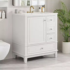 Meuble-lavabo de salle de bain Okak de 30 pouces avec lavabo, une porte avec étagère et trois tiroirs, porte à fermeture douce