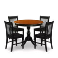 HomeStock 5-Piece Black and Cherry Finish Solid Wood Top Dining table with 4 Chairs with Slat Back
