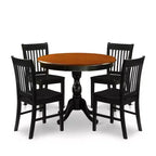 HomeStock 5-Piece Black and Cherry Finish Solid Wood Top Dining table with 4 Chairs with Slat Back