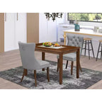 Ensemble de salle à manger 3 pièces HomeStock avec table rectangulaire à plateau en bois massif au fini noyer antique