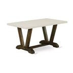 HomeStock – Table à manger en bois massif 5 pièces finition jacobine patinée avec 4 chaises