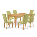 HomeStock 7-Piece Rectangle Natural Oak Finish Solid Wood Top Dining Table with 6-Parson Chairs