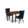 HomeStock 3-Pc Mahogany Finish Rectangular Solid Wood Top With Butterfly Leaf Dining Table Set