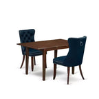 HomeStock 3-Pc Mahogany Finish Rectangular Solid Wood Top With Butterfly Leaf Dining Table Set