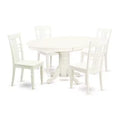 HomeStock 5-Piece Linen White Finish Solid Wood Top Dining table with 4 Chairs