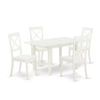 HomeStock 5-Pc Buttermilk and Cherry Solid Wood Top - Rectangular Dining Room Set with Butterfly Leaf - Seats 4