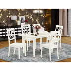 HomeStock Ensemble de salle à manger rectangulaire 5 pièces en bois massif avec dessus en noyer et battant papillon - Pour 4 personnes