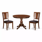 3-Piece Mahogany Finish Solid Wood Top - Dining Room Set - Seats 4