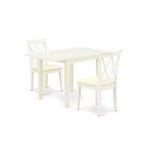 HomeStock 3-Piece Linen White Finish Solid Wood Top Dining Table Set