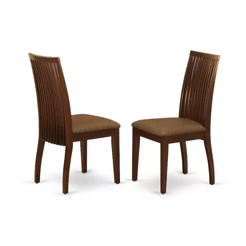Ensemble de salle à manger 3 pièces HomeStock avec table carrée et dessus en bois massif finition acajou