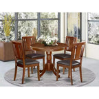 Table à manger HomeStock ronde 5 pièces en bois massif finition acajou avec 4 chaises