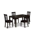 5-Piece Cappuccino Solid Wood Top - Dining Room Set - Seats 4