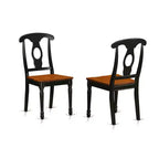 Table de salle à manger HomeStock 7 pièces avec plateau en bois massif noir et cerisier et 6 chaises