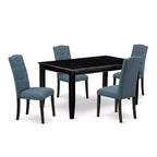 HomeStock 5-Pc Black Finish Solid Wood Top - Rectangular Dining Room Set - Seats 4