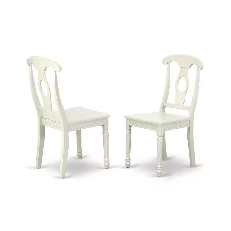 Ensemble de salle à manger 3 pièces HomeStock, dessus en bois massif finition blanc lin, avec table à rallonges