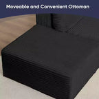 Mjkone 136 Canapé modulaire sectionnel en velours côtelé en forme de U, canapé moderne à 7 places avec sièges profonds et ottoman mobile