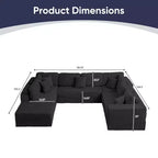 Mjkone 136 Canapé modulaire sectionnel en velours côtelé en forme de U, canapé moderne à 7 places avec sièges profonds et ottoman mobile