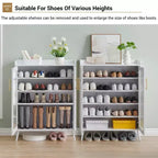 Meuble de rangement pour chaussures à 5 niveaux avec portes en verre, étagères réglables pour entrée, couloir et salon, organisateur de chaussures blanc avec rangement spacieux