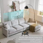 Canapé d'angle moderne surdimensionné EHMKNP - Canapé de luxe 5 places en forme de L en chenille avec méridienne
