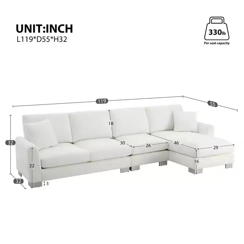 Canapé d'angle moderne surdimensionné EHMKNP - Canapé de luxe 5 places en forme de L en chenille avec méridienne