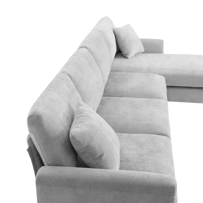 Canapé d'angle moderne surdimensionné EHMKNP - Canapé de luxe 5 places en forme de L en chenille avec méridienne