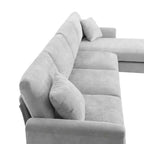 Canapé d'angle moderne surdimensionné EHMKNP - Canapé de luxe 5 places en forme de L en chenille avec méridienne