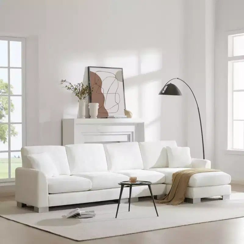 Canapé d'angle moderne surdimensionné EHMKNP - Canapé de luxe 5 places en forme de L en chenille avec méridienne