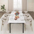 CuisinSmart Table de salle à manger pour 6 à 8 personnes, table rectangulaire avec bord irrégulier unique en forme de vague, plateau en MDF de 15 mm d'épaisseur et cadre en métal, pour salle à manger