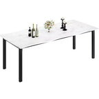 CuisinSmart Table de salle à manger pour 6 à 8 personnes, table rectangulaire avec bord irrégulier unique en forme de vague, plateau en MDF de 15 mm d'épaisseur et cadre en métal, pour salle à manger