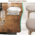 CuisinSmart Table de salle à manger pour 6 à 8 personnes, table rectangulaire avec bord irrégulier unique en forme de vague, plateau en MDF de 15 mm d'épaisseur et cadre en métal, pour salle à manger