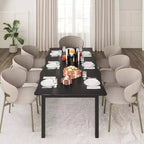 CuisinSmart Table de salle à manger pour 6 à 8 personnes, table rectangulaire avec bord irrégulier unique en forme de vague, plateau en MDF de 15 mm d'épaisseur et cadre en métal, pour salle à manger