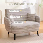 Fauteuil simple Okak Modern Color Mixing Boucle avec accoudoirs et oreillers, Canapé-lit profond avec rangement pour chambre et appartements