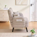 Fauteuil simple Okak Modern Color Mixing Boucle avec accoudoirs et oreillers, Canapé-lit profond avec rangement pour chambre et appartements