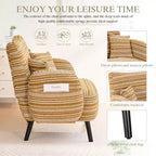 Fauteuil simple Okak Modern Color Mixing Boucle avec accoudoirs et oreillers, Canapé-lit profond avec rangement pour chambre et appartements