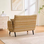Fauteuil simple Okak Modern Color Mixing Boucle avec accoudoirs et oreillers, Canapé-lit profond avec rangement pour chambre et appartements