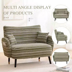 Fauteuil simple Okak Modern Color Mixing Boucle avec accoudoirs et oreillers, Canapé-lit profond avec rangement pour chambre et appartements