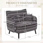 Fauteuil simple Okak Modern Color Mixing Boucle avec accoudoirs et oreillers, Canapé-lit profond avec rangement pour chambre et appartements