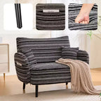 Okak Modern Color Mixing Boucle Single Sofa Chair with Armrests & Pillows,Deep-Seated Storage Sofa Couch for Bedroom,Apartments