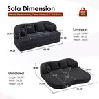 Canapé-lit pliable moderne sans cadre 2 en 1 Okak avec 4 oreillers, canapé-lit futon en tissu chenille pour salon, appartement