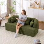 Canapé-lit pliable moderne sans cadre 2 en 1 Okak avec 4 oreillers, canapé-lit futon en tissu chenille pour salon, appartement