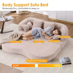 Canapé-lit pliable moderne sans cadre 2 en 1 Okak avec 4 oreillers, canapé-lit futon en tissu chenille pour salon, appartement